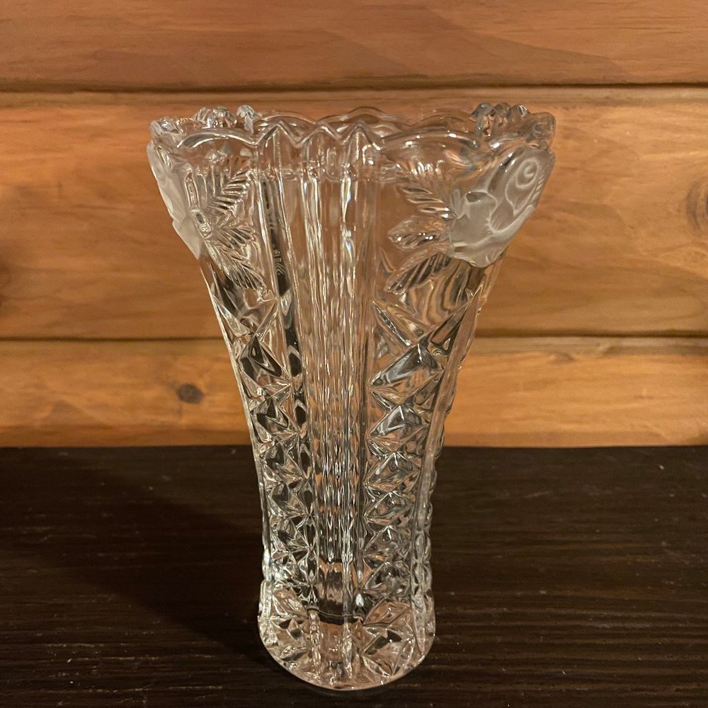 Crystal Vase with frosted roses